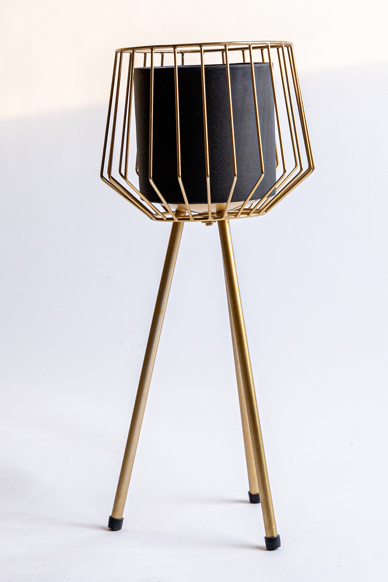 Black & Shiny Gold Mild Steel Planter by Logam