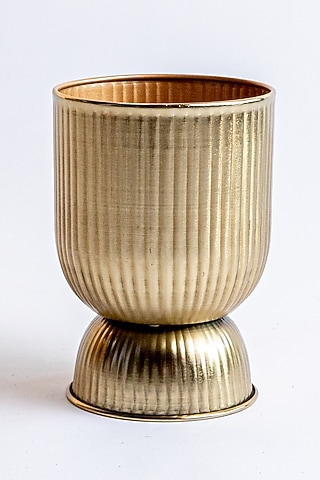 Shiny Gold Mild Steel Planter by Logam
