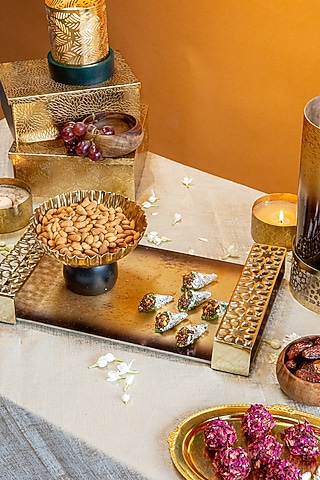 Shiny Gold Aluminium & Glass Tray by Logam