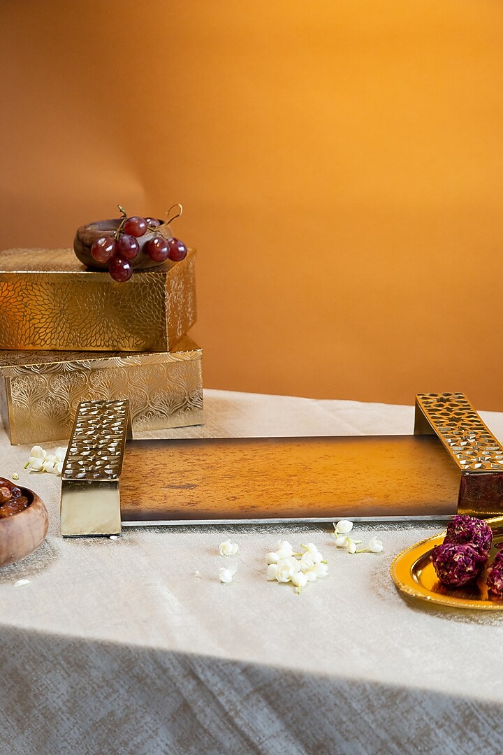 Shiny Gold Aluminium & Glass Tray by Logam at Pernia's Pop Up Shop