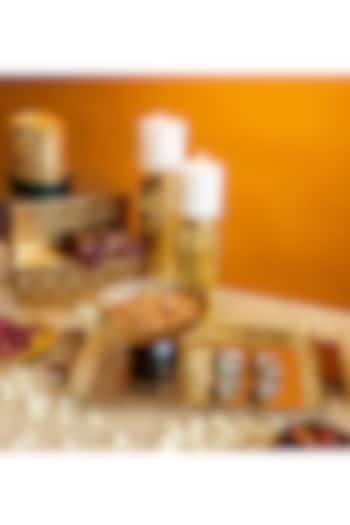 Gold & Dark Wood Aluminium Tray by Logam at Pernia's Pop Up Shop