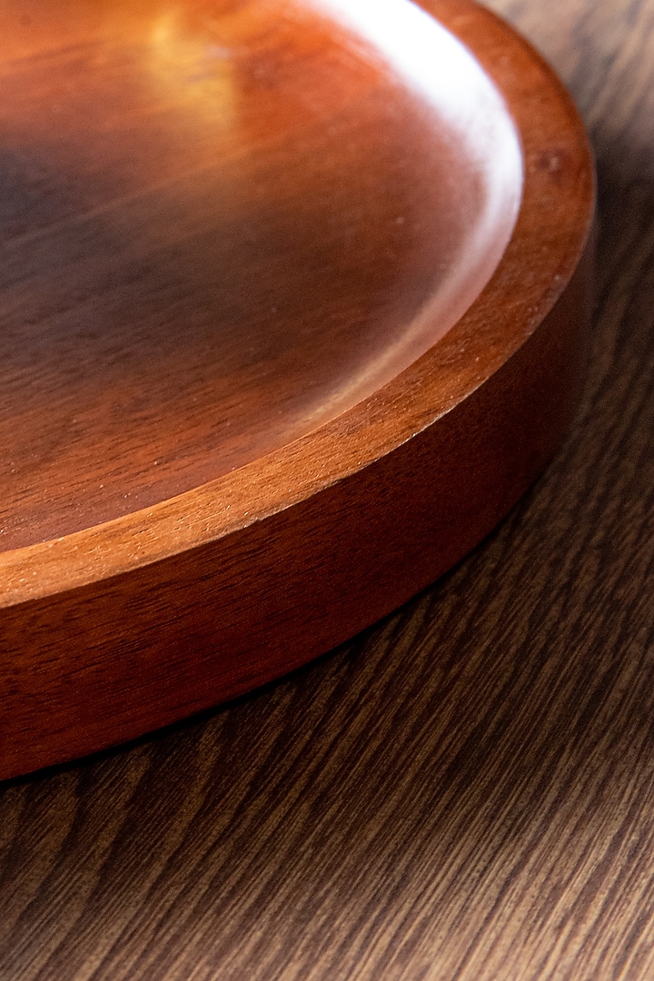 Dark Wood & Shiny Gold Round Tray by Logam at Pernia's Pop Up Shop