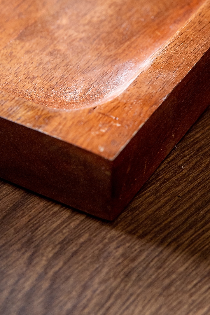Dark Wood & Shiny Gold Rectangle Tray by Logam at Pernia's Pop Up Shop