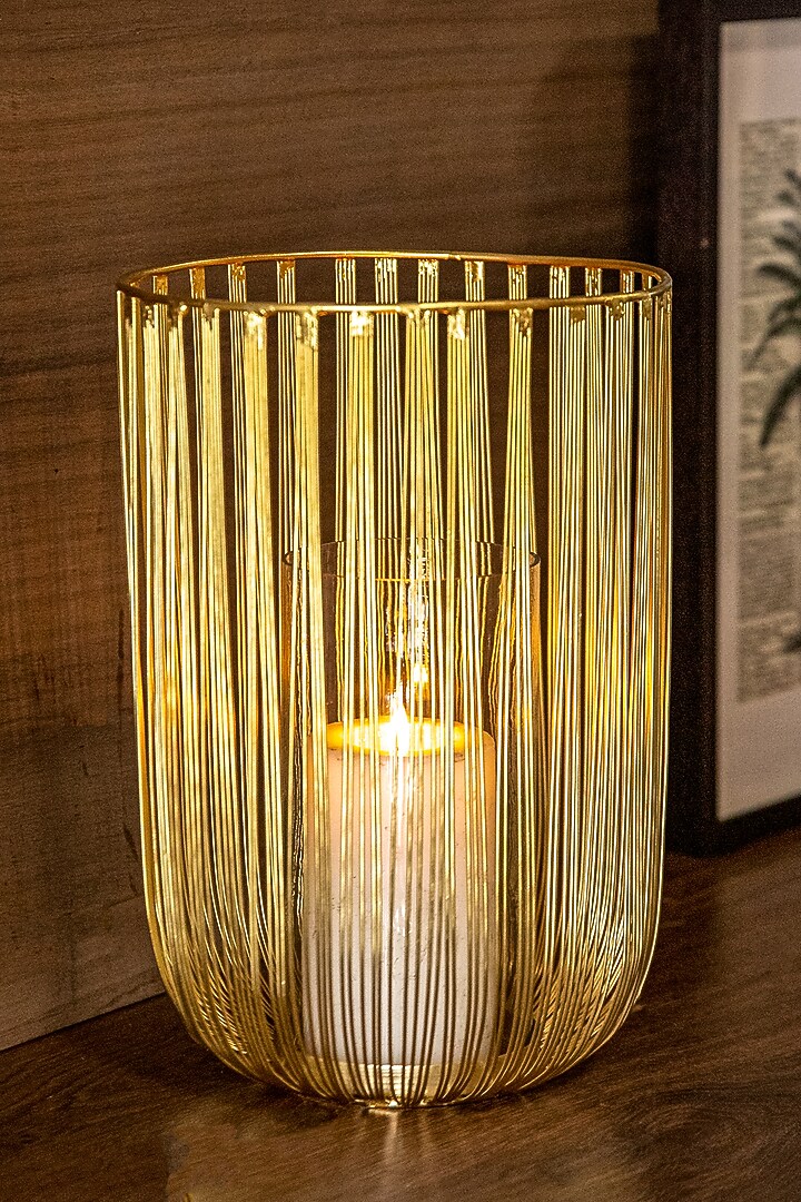 Shiny Gold Mild Steel & Glass Candle Holder by Logam at Pernia's Pop Up Shop