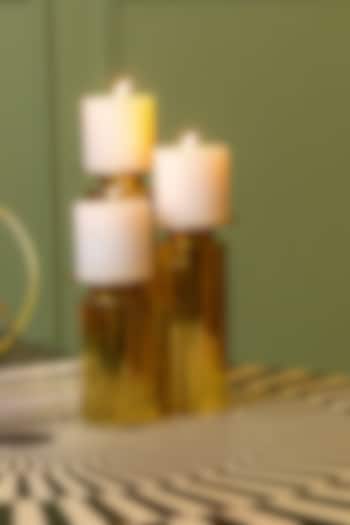 Shiny Gold Stainless Steel Candle Holders (Set of 3) by Logam at Pernia's Pop Up Shop