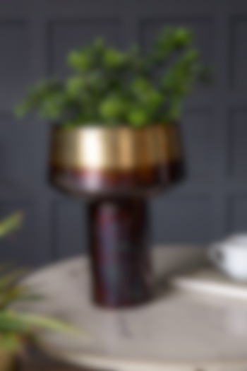 Antique Brass Mild Steel Ombre Planters (Set of 2) by Logam at Pernia's Pop Up Shop