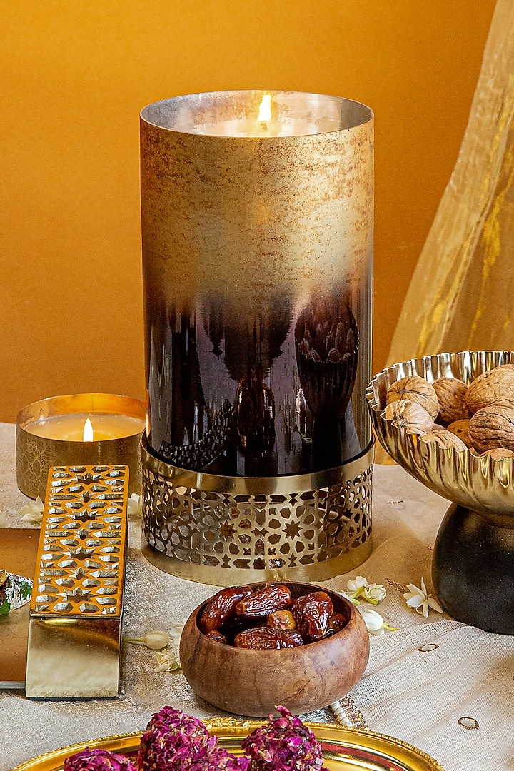 Shiny Gold Aluminium & Glass Candle Ombre Holder by Logam