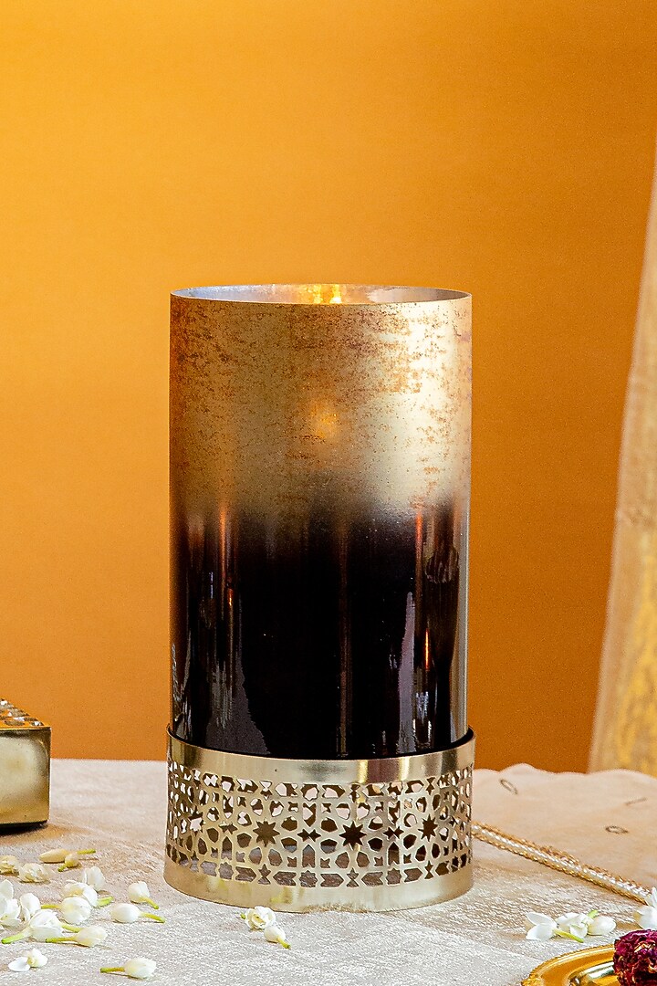 Shiny Gold Aluminium & Glass Candle Ombre Holder by Logam at Pernia's Pop Up Shop