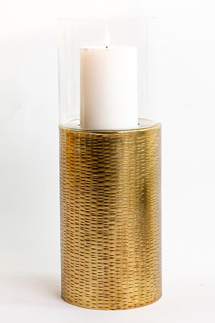 Antique Brass Mild Steel & Glass Candle Holder by Logam at Pernia's Pop Up Shop