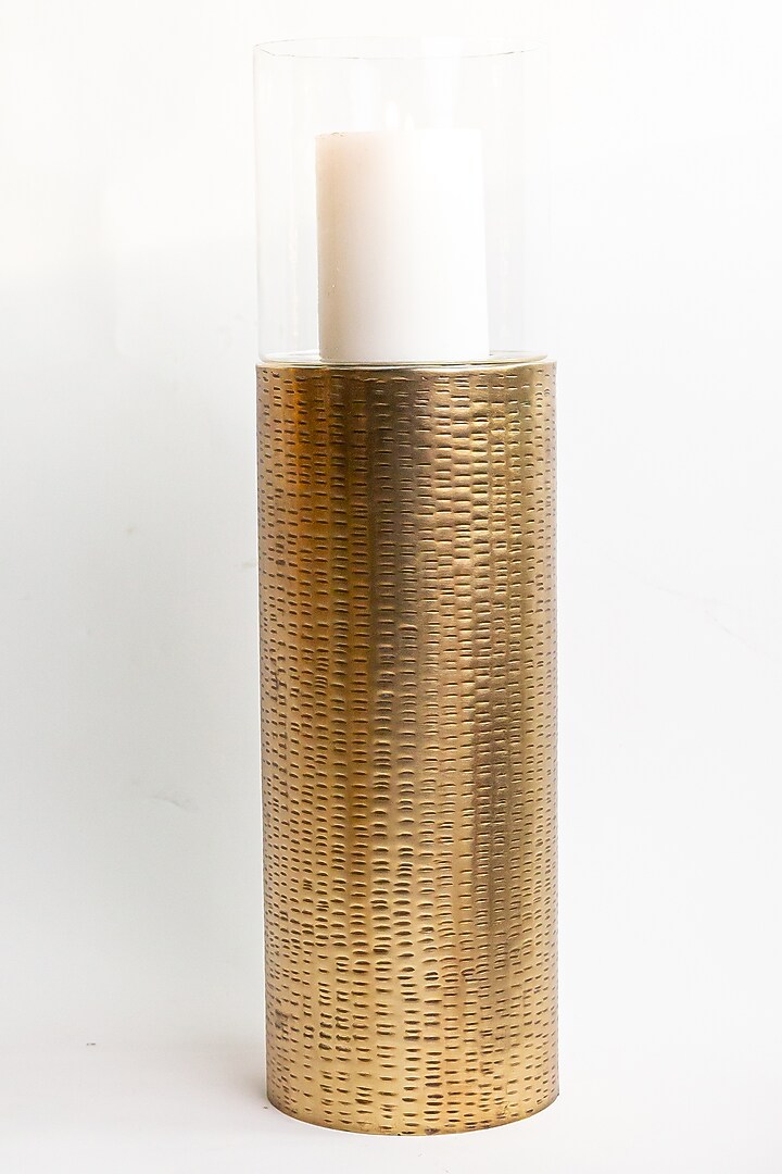 Antique Brass Mild Steel & Glass Candle Holder by Logam at Pernia's Pop Up Shop