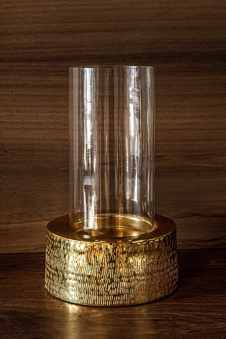 Gold Aluminium & Glass Candle Holder by Logam at Pernia's Pop Up Shop