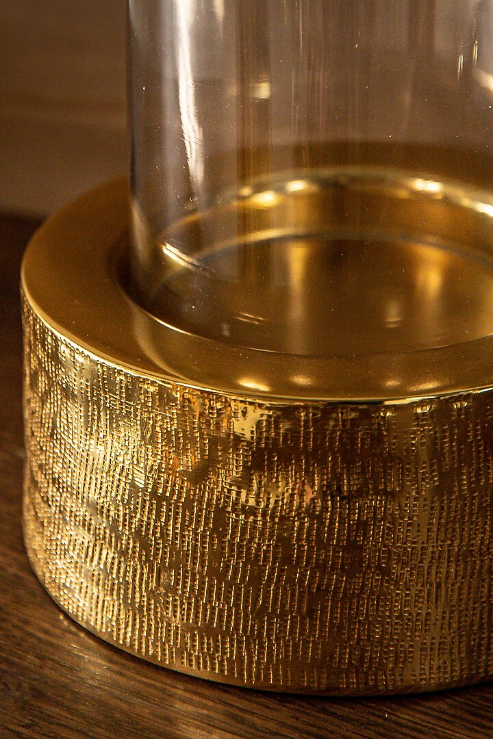 Gold Aluminium & Glass Candle Holder by Logam at Pernia's Pop Up Shop