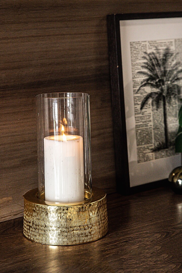 Gold Aluminium & Glass Candle Holder by Logam at Pernia's Pop Up Shop