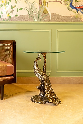 Antique Brass Aluminium & Glass Table by Logam