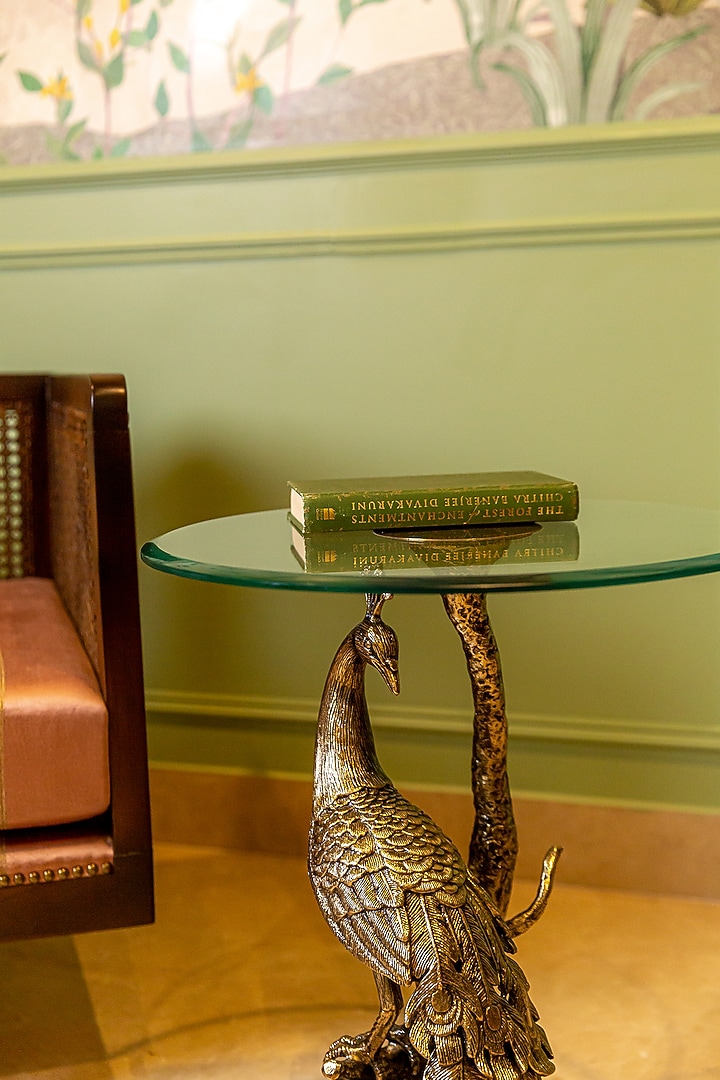 Antique Brass Aluminium & Glass Table by Logam at Pernia's Pop Up Shop