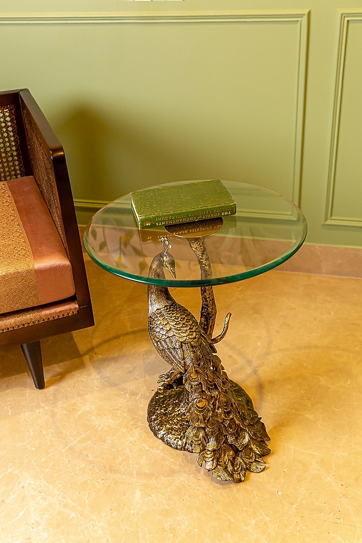 Antique Brass Aluminium & Glass Table by Logam at Pernia's Pop Up Shop