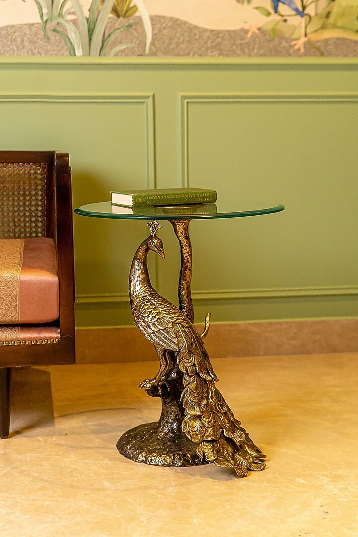 Antique Brass Aluminium & Glass Table by Logam at Pernia's Pop Up Shop