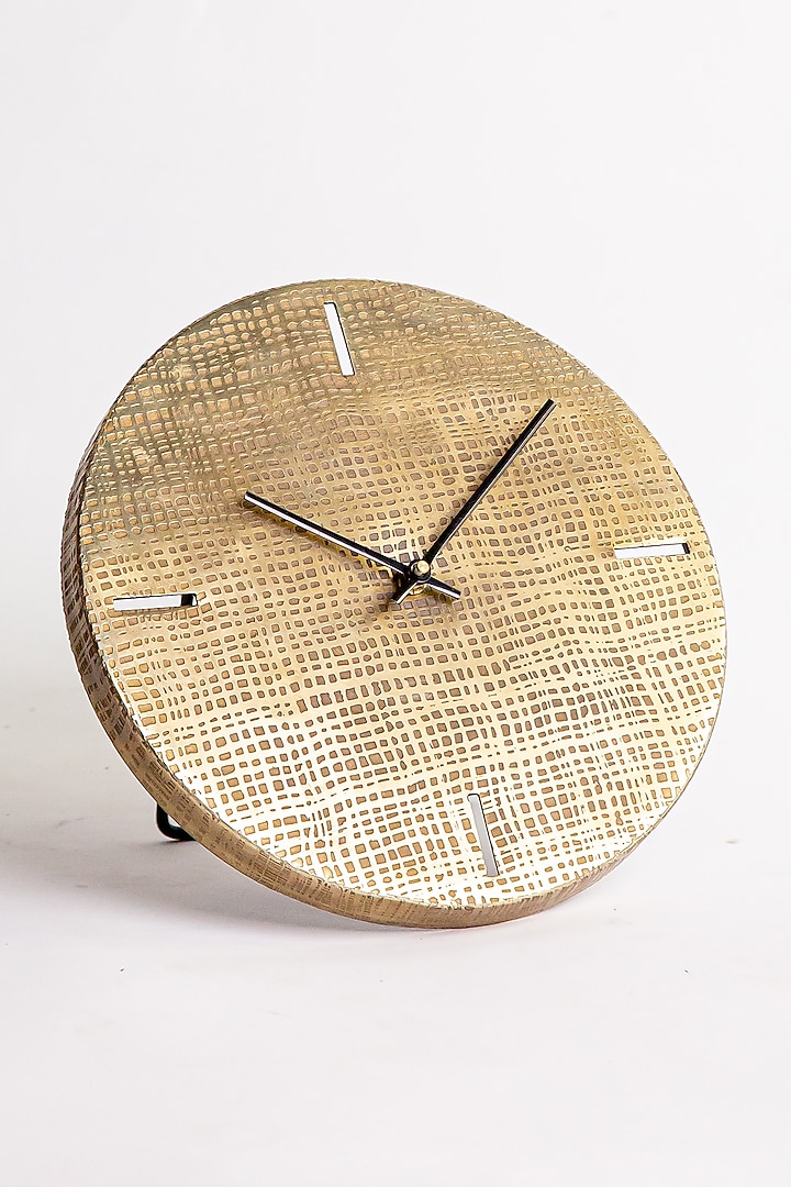 Gold Mild Steel Clock by Logam at Pernia's Pop Up Shop