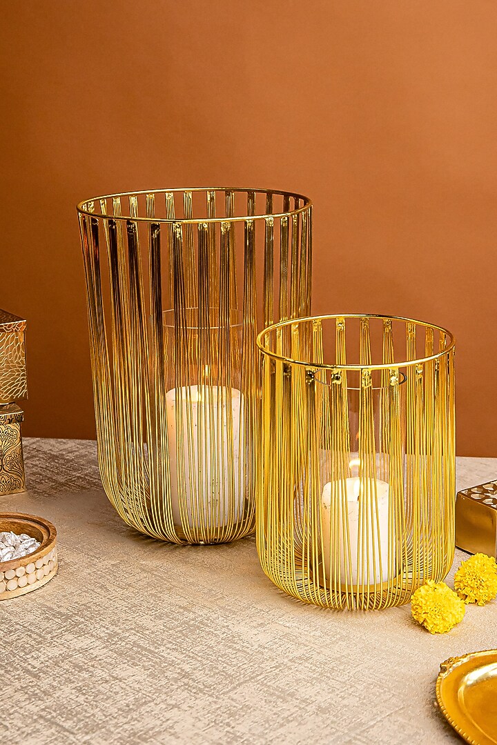 Gold Steel & Glass Candle Holder by Logam at Pernia's Pop Up Shop