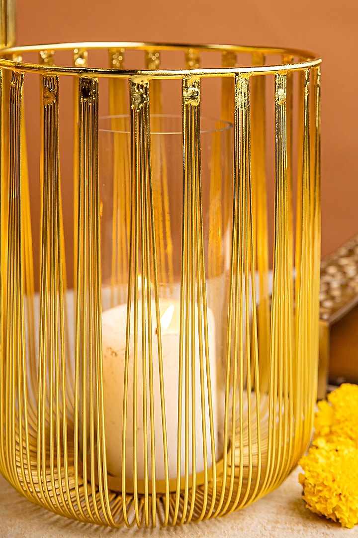Gold Steel & Glass Candle Holder by Logam at Pernia's Pop Up Shop