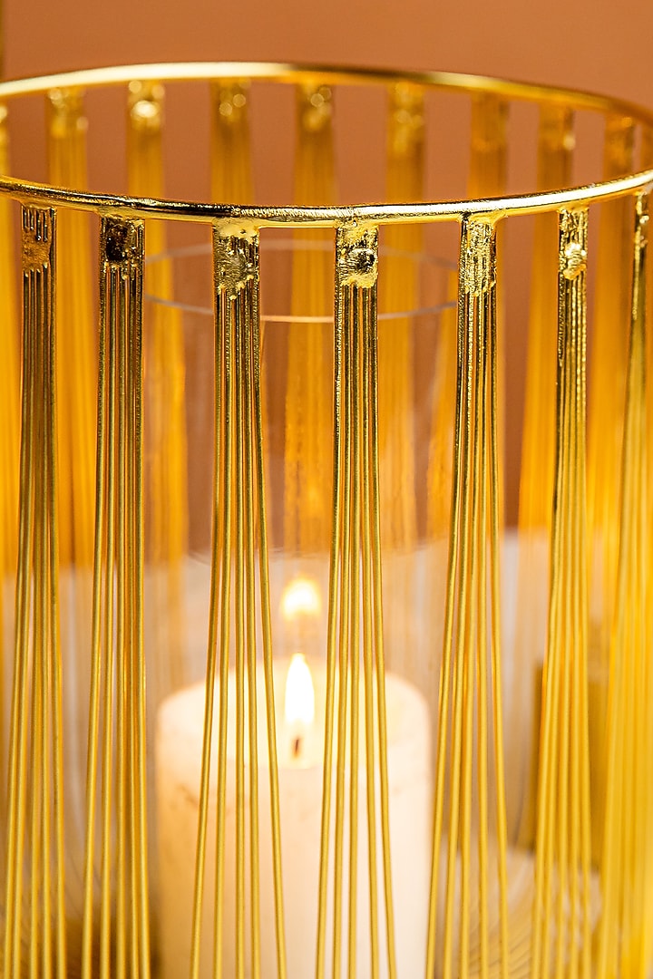 Gold Steel & Glass Candle Holder by Logam at Pernia's Pop Up Shop