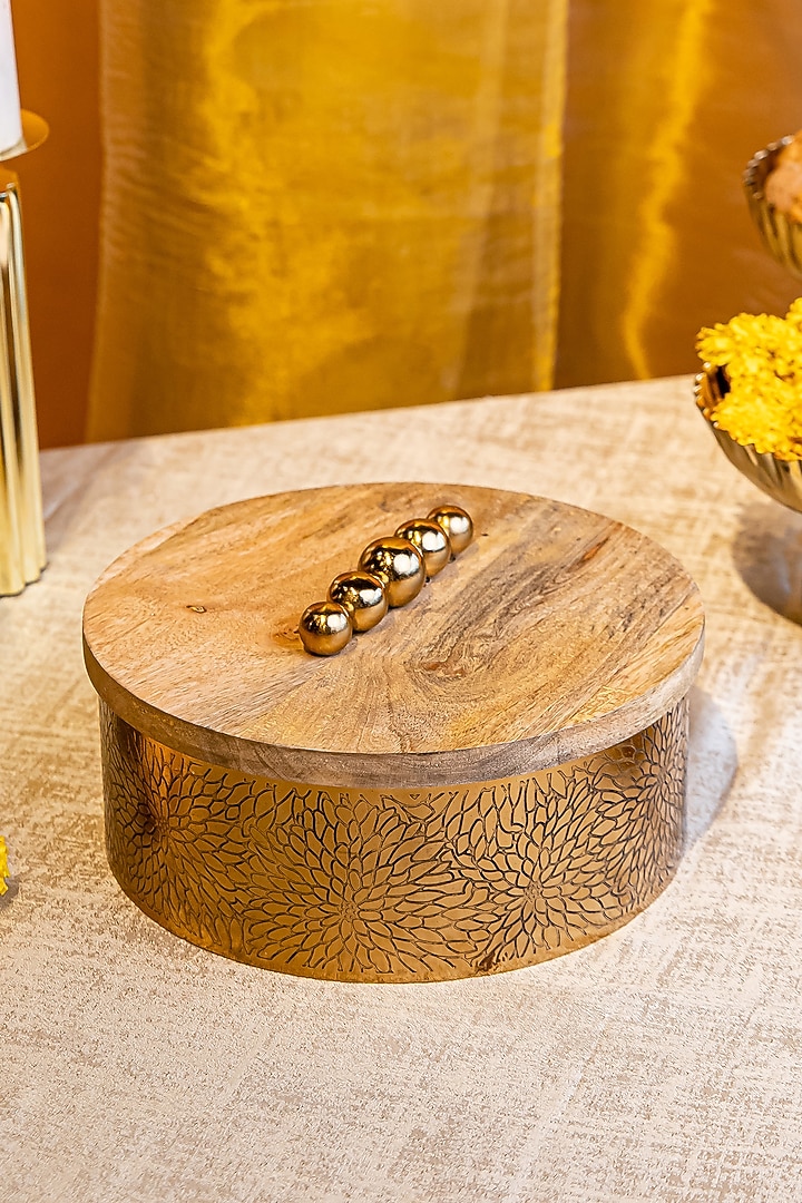 Brass Antique Mango Wood Box by Logam at Pernia's Pop Up Shop