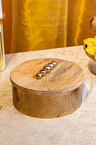 Brass Antique Mango Wood Box by Logam