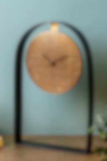 Black & Gold Stainless Steel Clock by Logam at Pernia's Pop Up Shop