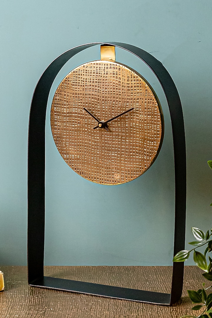 Black & Gold Stainless Steel Clock by Logam at Pernia's Pop Up Shop