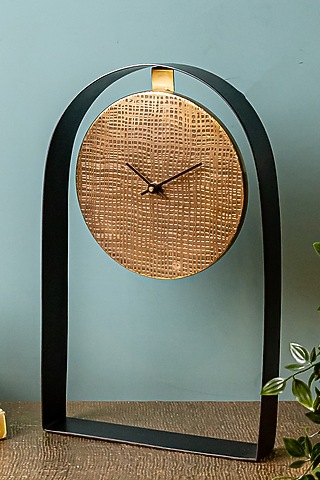 Black & Gold Stainless Steel Clock by Logam