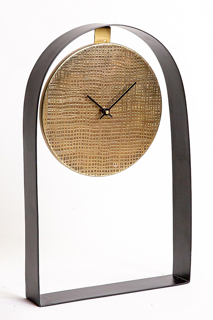 Black & Gold Stainless Steel Clock by Logam at Pernia's Pop Up Shop