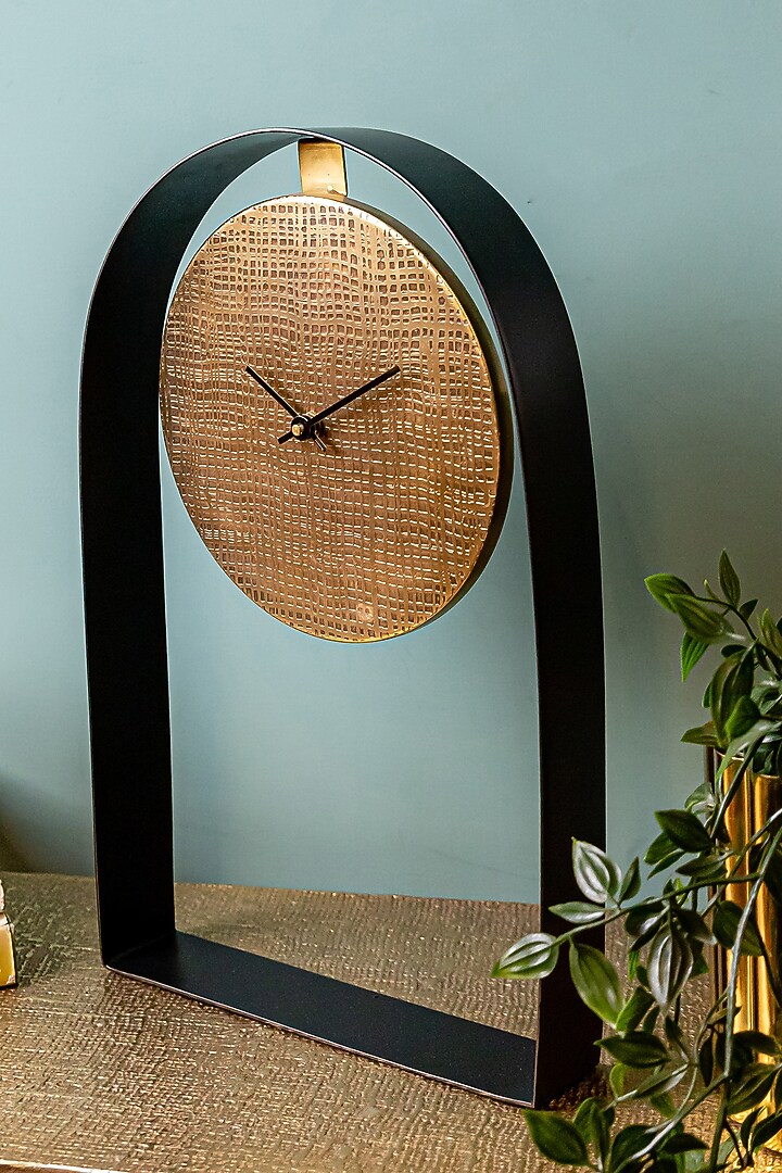 Black & Gold Stainless Steel Clock by Logam at Pernia's Pop Up Shop
