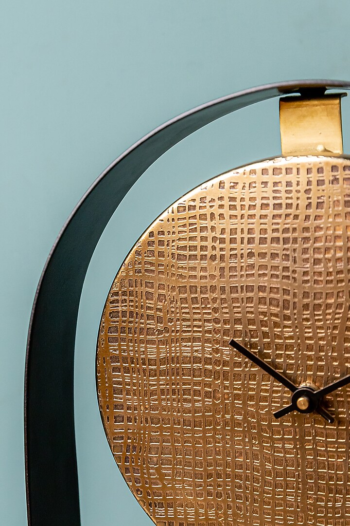 Black & Gold Stainless Steel Clock by Logam at Pernia's Pop Up Shop