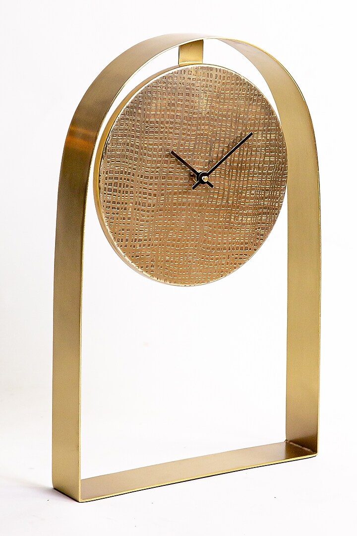 Gold Stainless Steel Clock by Logam at Pernia's Pop Up Shop