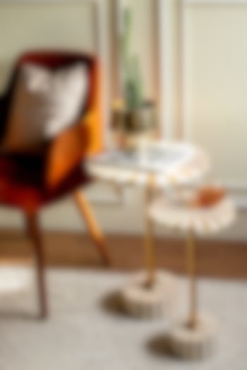 White & Gold Mild Steel Side Table by Logam at Pernia's Pop Up Shop