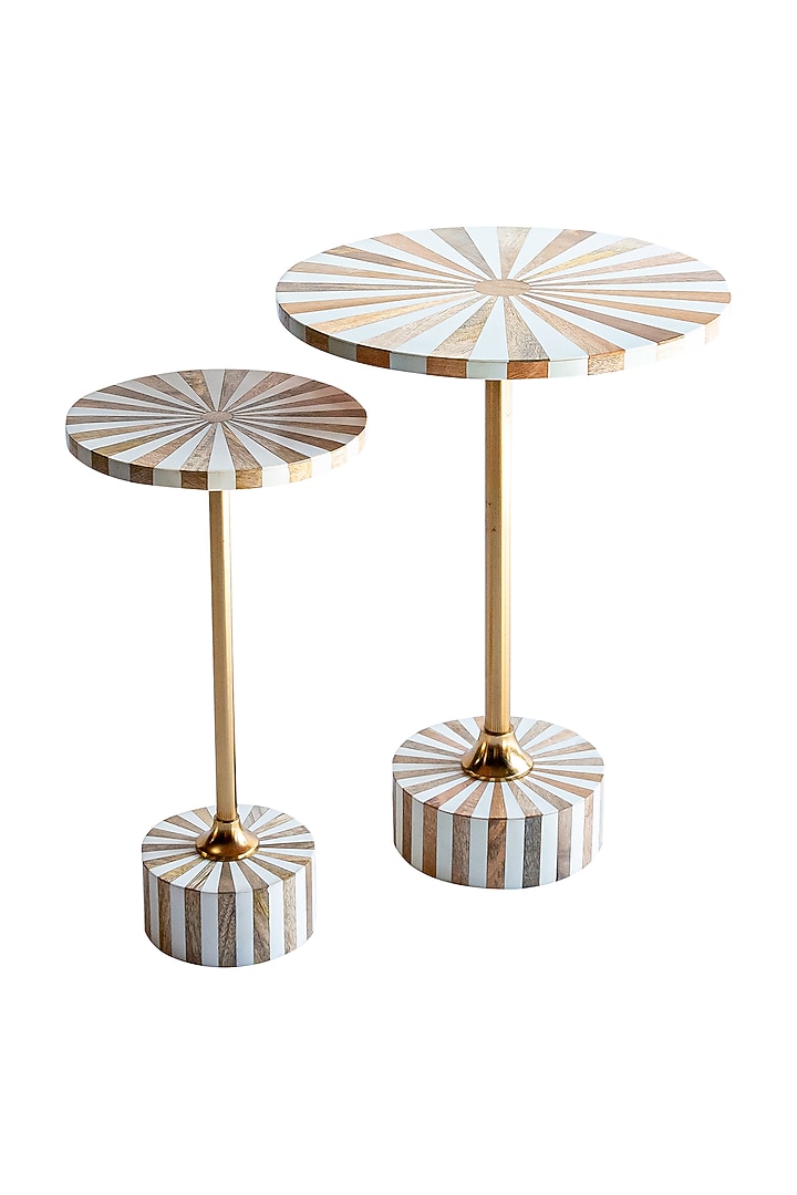 White & Gold Mild Steel Side Table by Logam at Pernia's Pop Up Shop