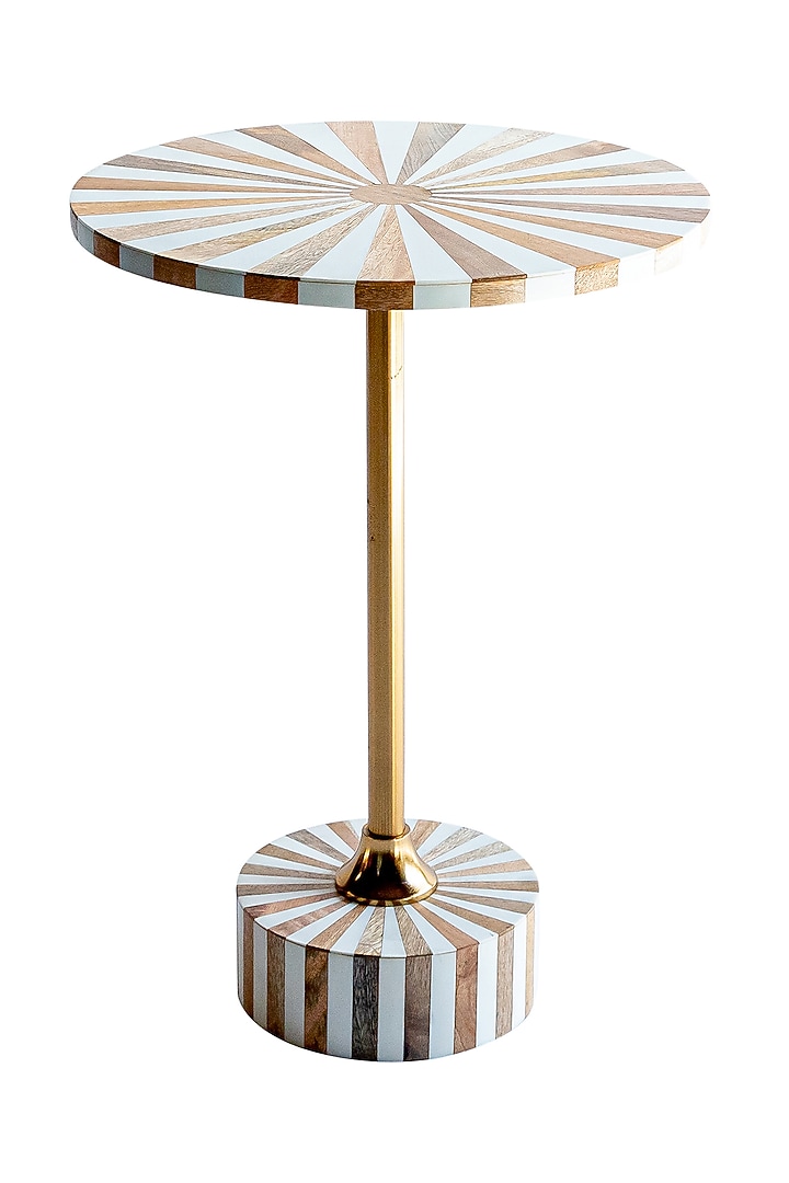 White & Gold Mild Steel Side Table by Logam at Pernia's Pop Up Shop