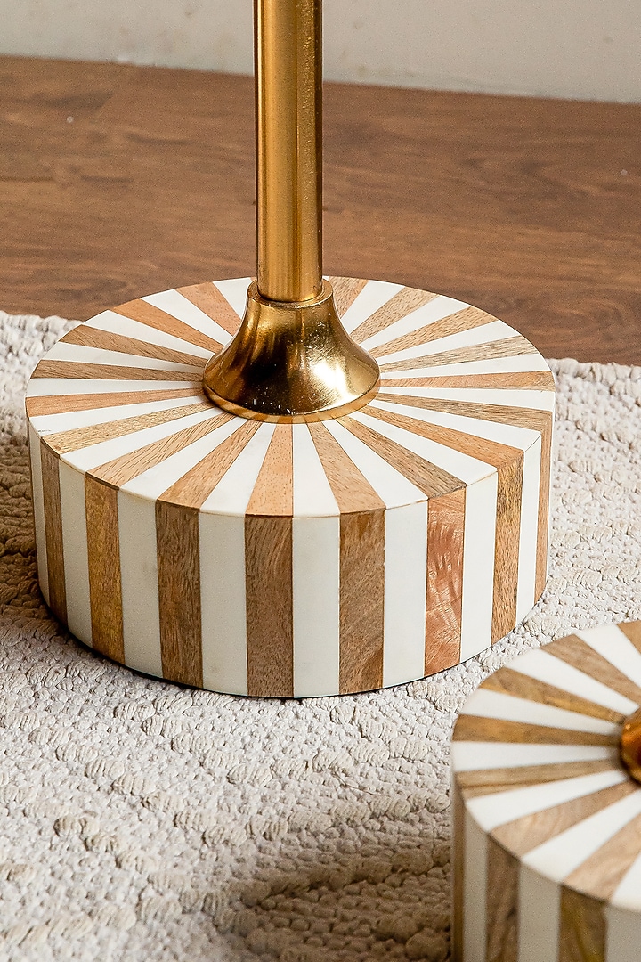White & Gold Mild Steel Side Table by Logam at Pernia's Pop Up Shop