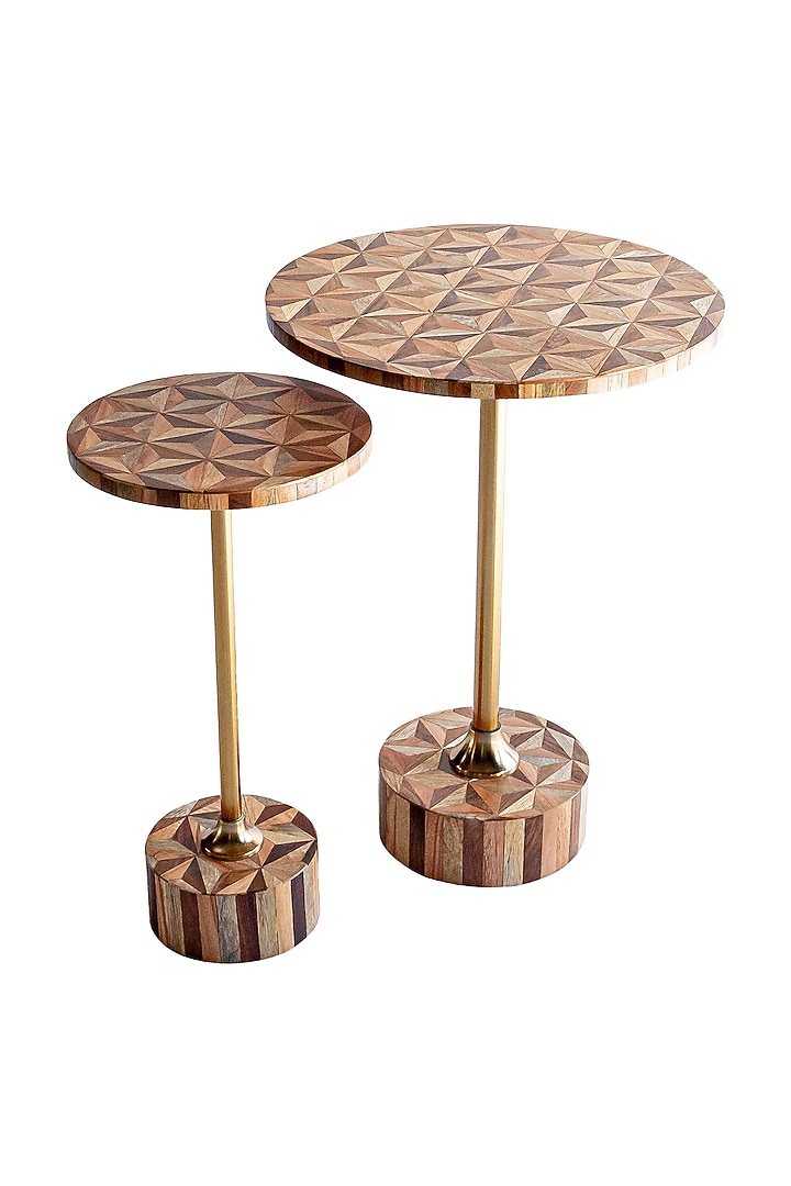 White & Gold Sheesham Wood Side Table by Logam at Pernia's Pop Up Shop