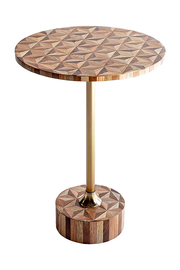 White & Gold Sheesham Wood Side Table by Logam at Pernia's Pop Up Shop