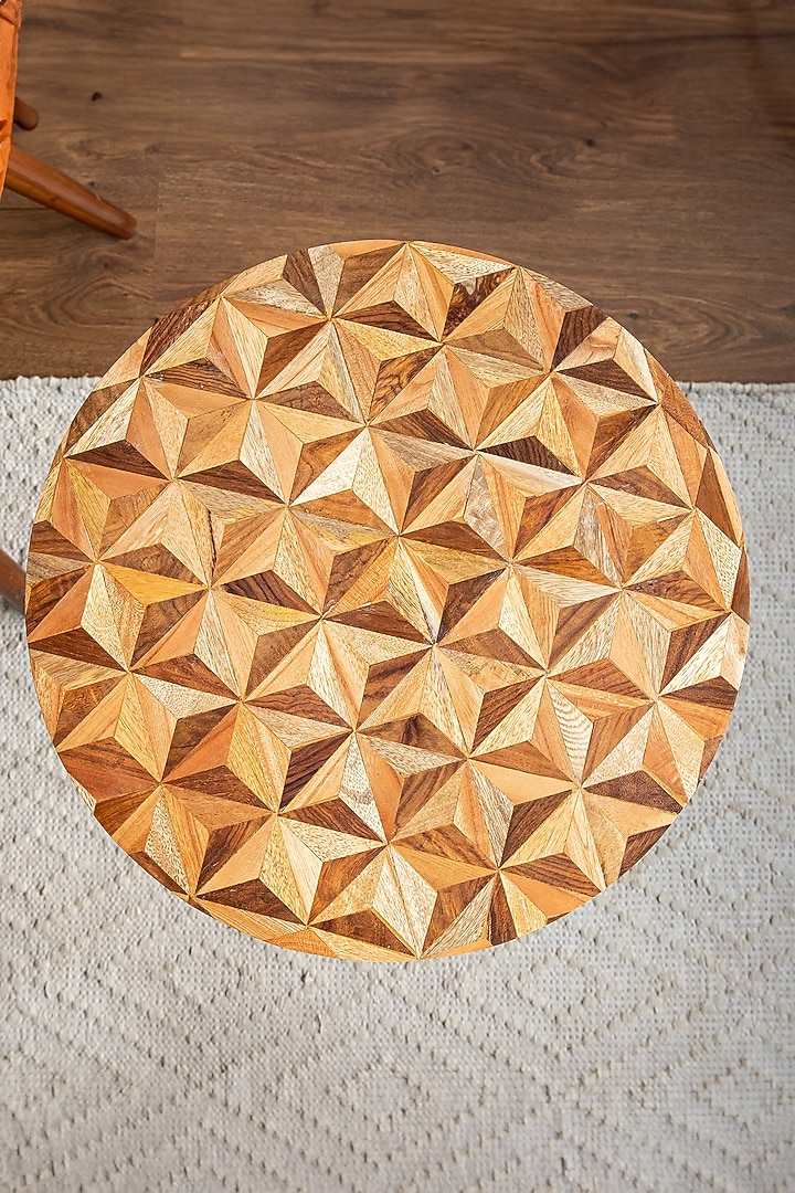 White & Gold Sheesham Wood Side Table by Logam at Pernia's Pop Up Shop