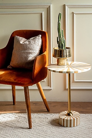 White & Gold Resin Side Table Set by Logam