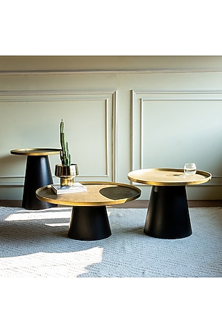 Black & Antique Gold Aluminium Side Table by Logam