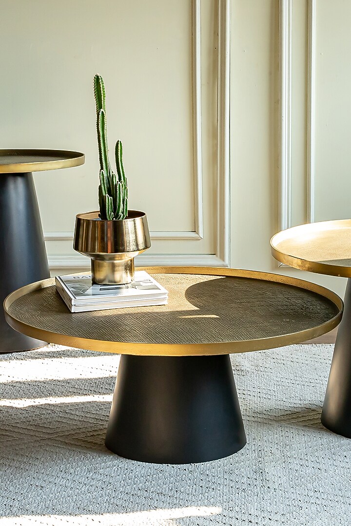 Black & Antique Gold Aluminium Side Table by Logam at Pernia's Pop Up Shop
