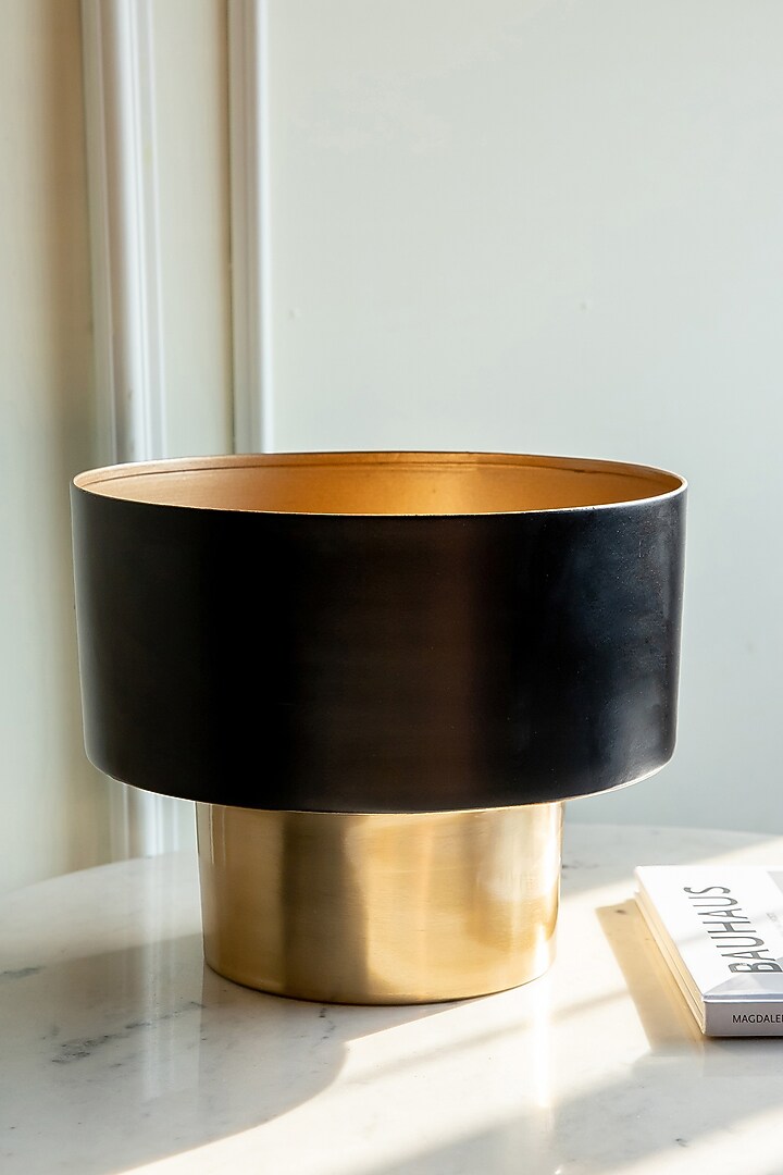 Black & Gold Metal Planter by Logam at Pernia's Pop Up Shop