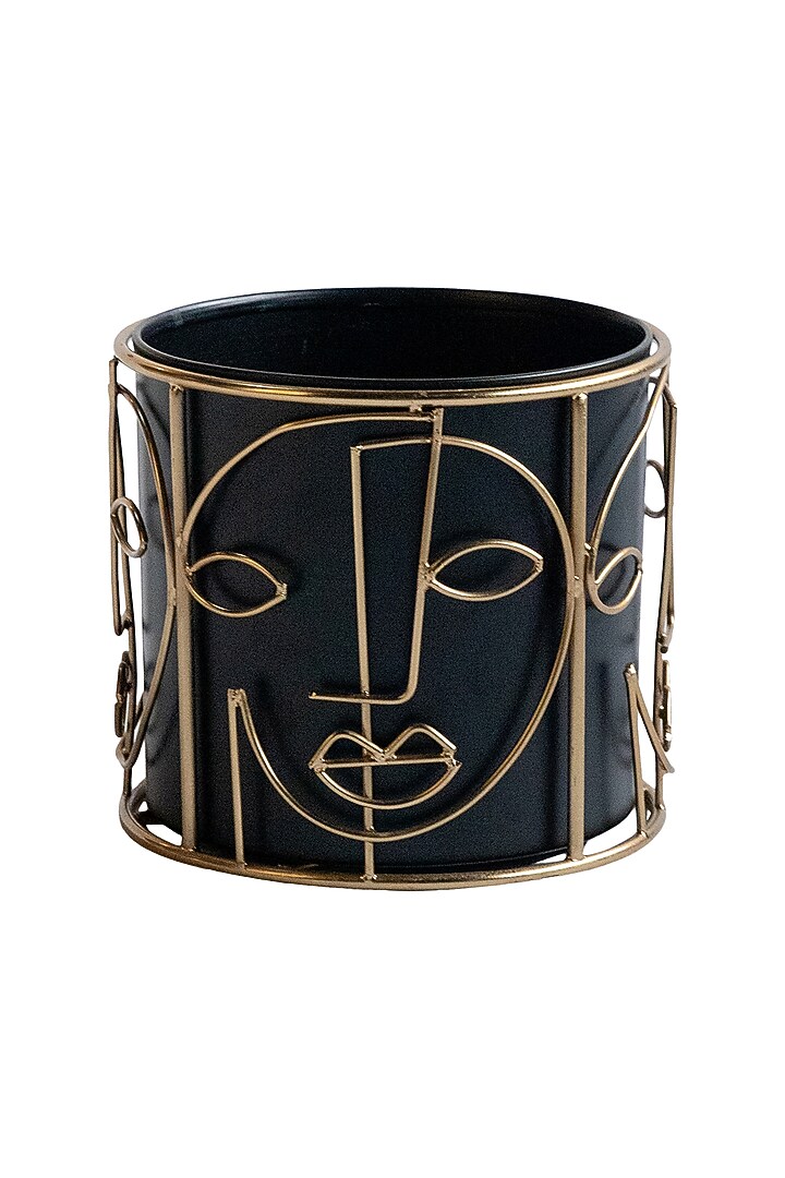 Black & Gold Metal Planter by Logam at Pernia's Pop Up Shop