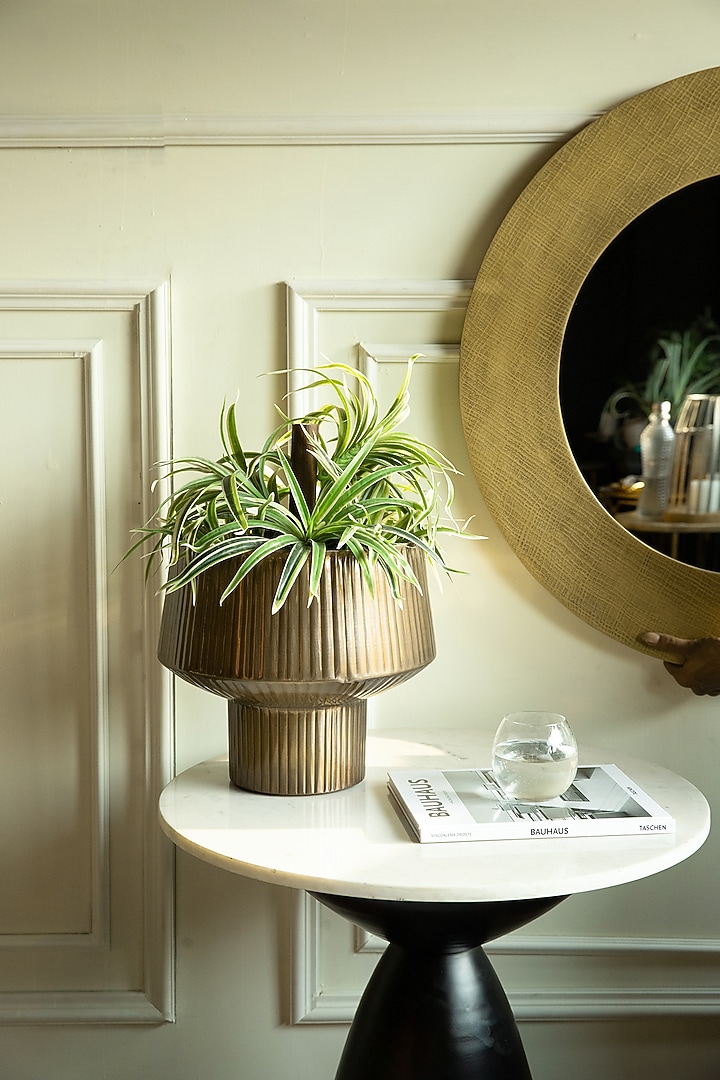 Antique Gold Metal Planter by Logam at Pernia's Pop Up Shop