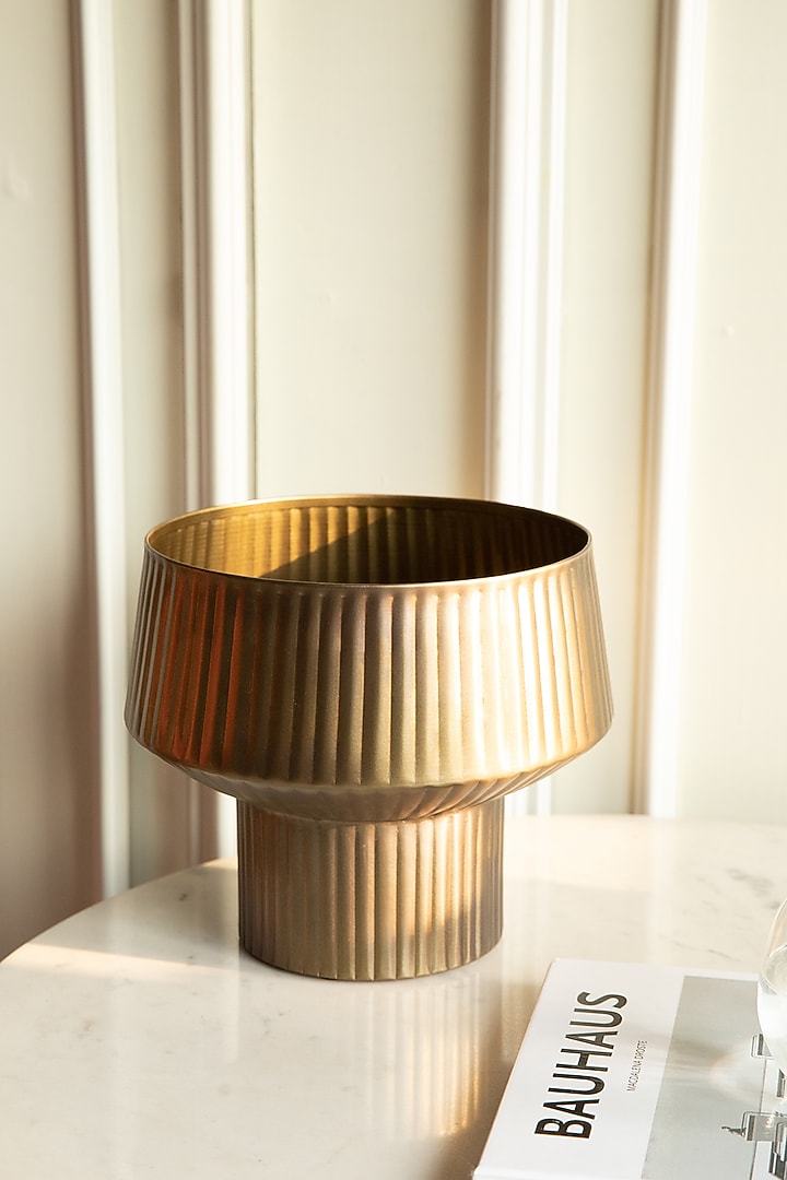 Antique Gold Metal Planter by Logam at Pernia's Pop Up Shop