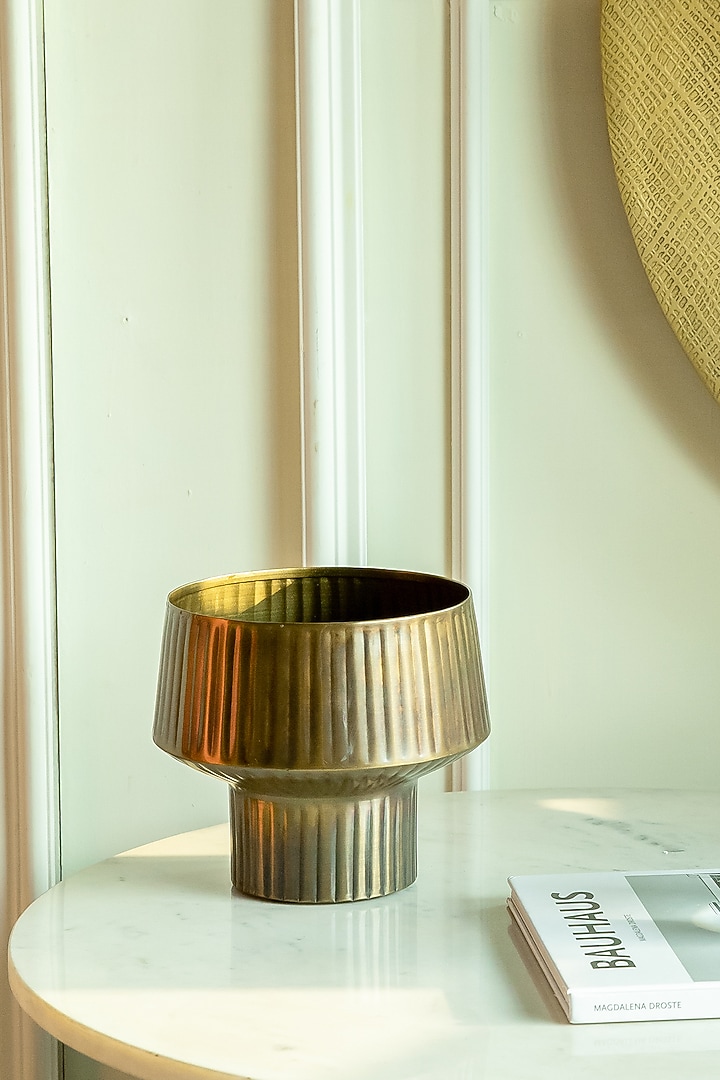 Antique Gold Metal Planter by Logam at Pernia's Pop Up Shop