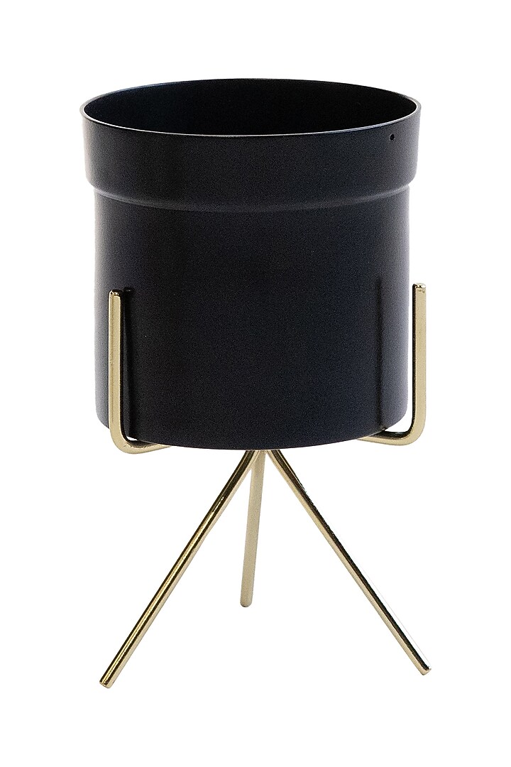 Black & Gold Metal Planter by Logam at Pernia's Pop Up Shop